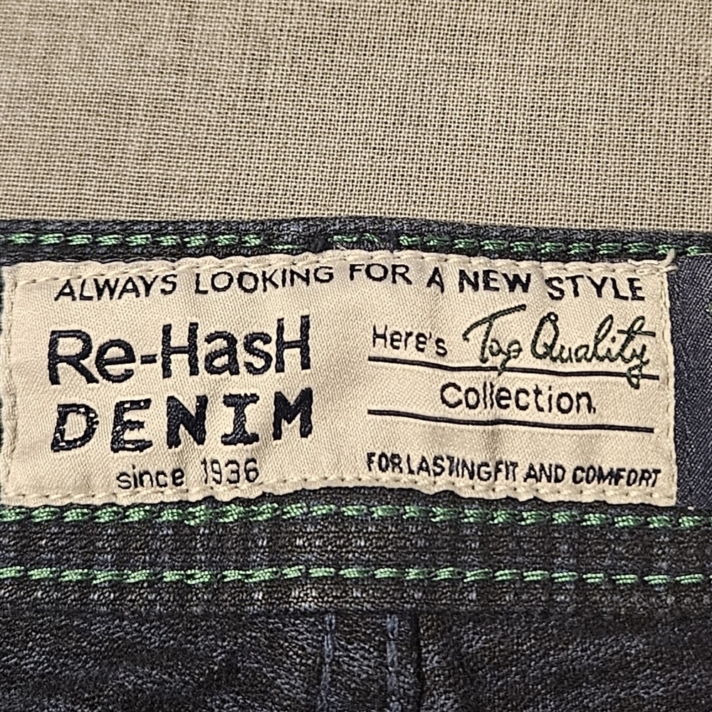 Re-Hash Men’s Checkered Denim Pants Blue Size 40 Contemporary Fit - Picture 8 of 10